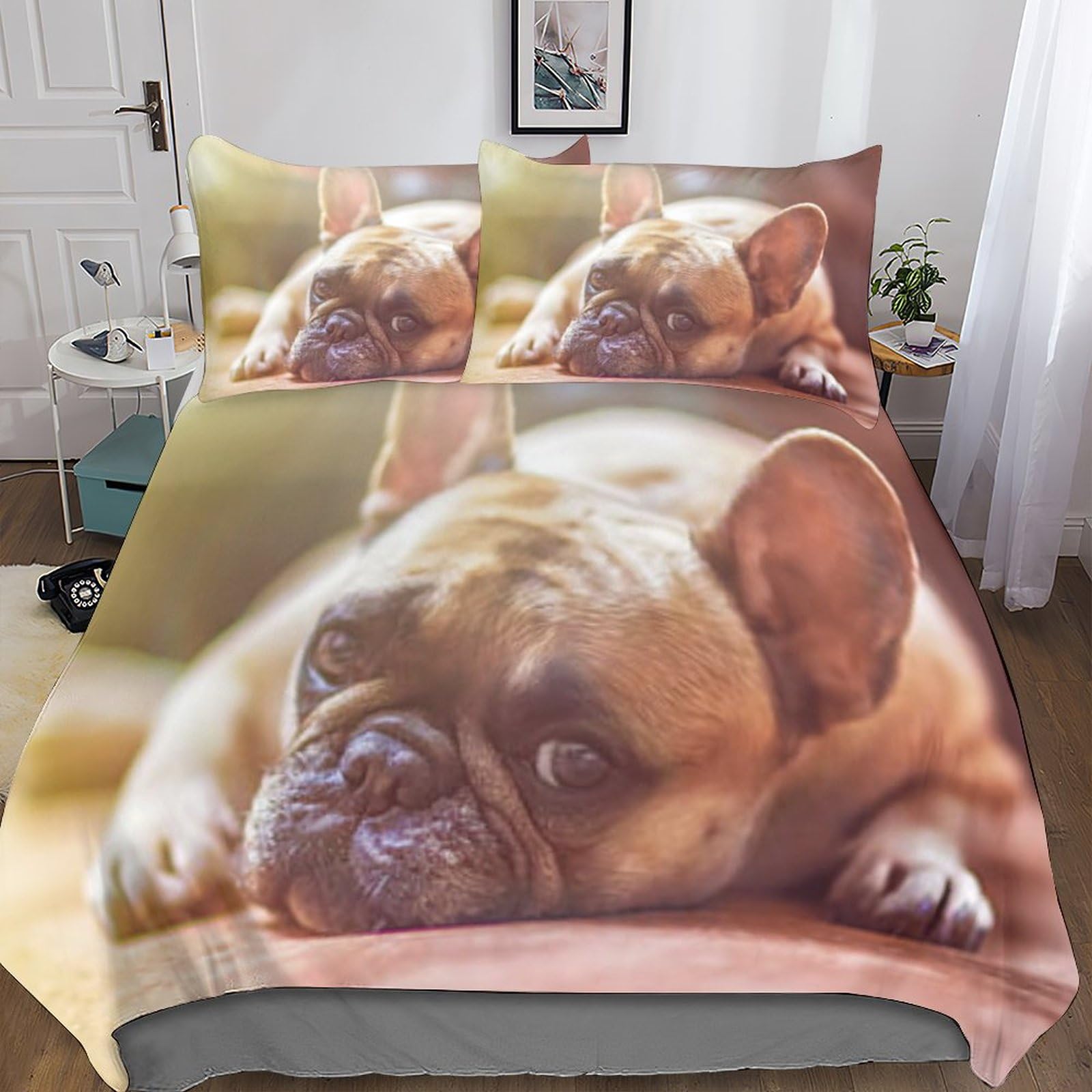 Linge de lit personnalisé avec photo de votre chien pour chambre ado