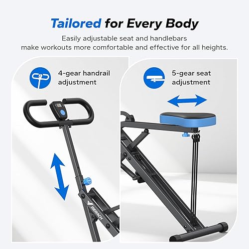 Vista 7 de Máquina de sentadillas, MERACH R07 2 en 1, máquina de remo para sentadillas, fácil instalación y equipo de ejercicio plegable, máquina de Gris