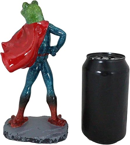Miniatura 3 de Ebros Gift Disfraz de superhéroe de rana de Superman en capa azul y roja, figura decorativa de 8 pulgadas de alto, disfraz de rana animada en