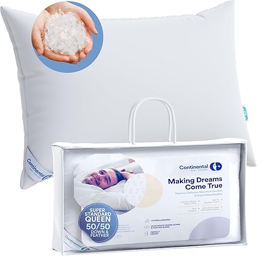 Miniatura 10 de Continental Bedding Almohada tamaño King  Juego de 2  Almohada de plumón de ganso blanco y mezcla de plumas 50% plumón de ganso blanco y 50% plumas