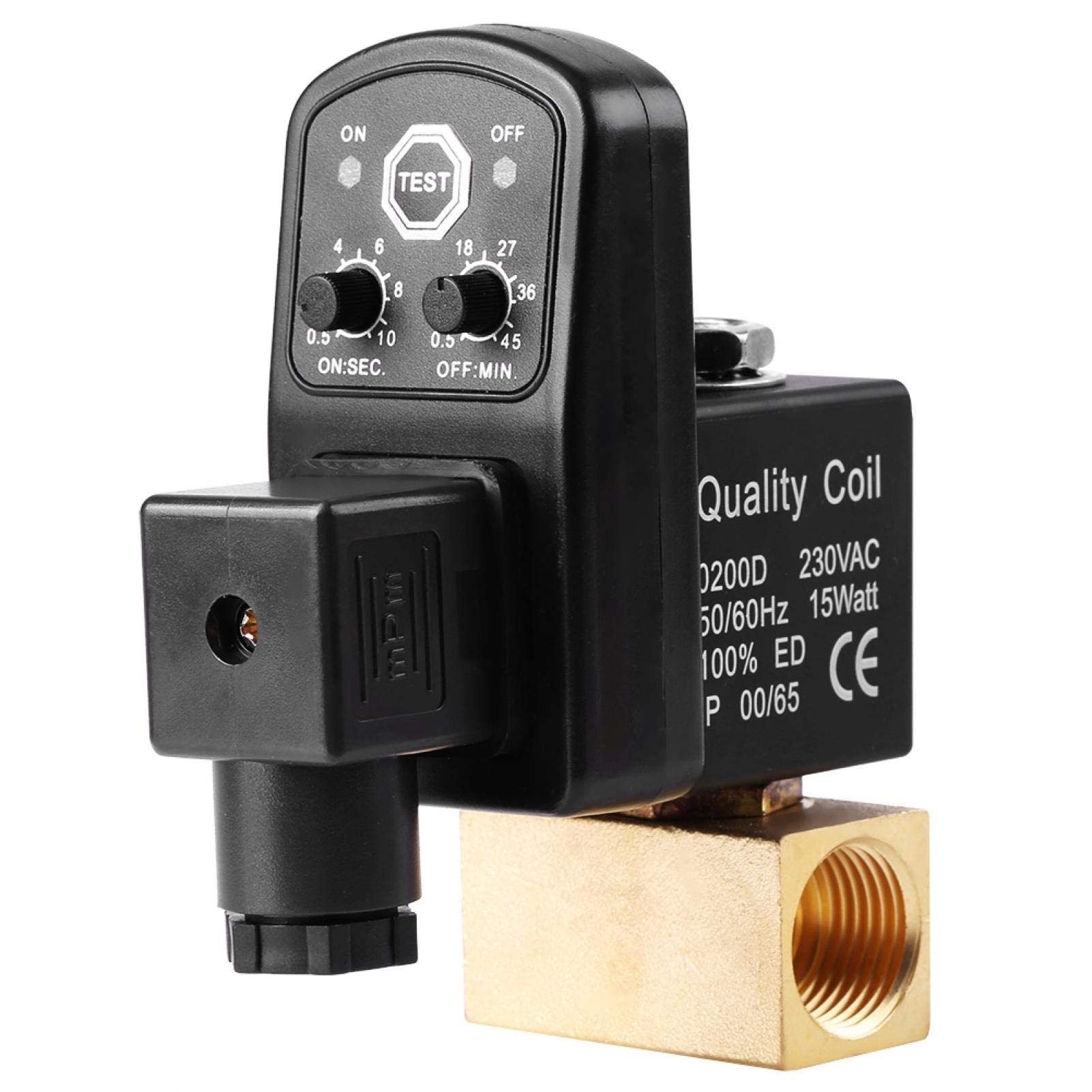 Válvula de drenaje de tiempo - G1/2 DN15 Válvula de drenaje temporal electrónica automática para la gestión del condensado del compresor de aire(230V)