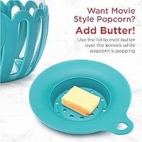 Vista 32 de Ecolution - Palomitero MicroPop patentado para microondas con vidrio seguro para temperatura, tapa 3 en 1 mide granos y derrite mantequilla, hecho