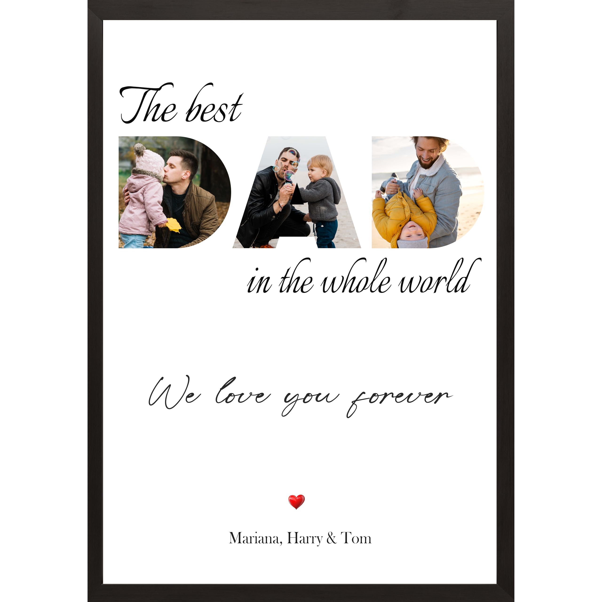 TinyGift Personalised Father's Day Photos Custom DAD Pictures Inside The Letters With A Special Message Presents For Dad, Grandfather, Birthday, Christmas, Fathers Day A4, A3, A2, A1 Unique DAD gift