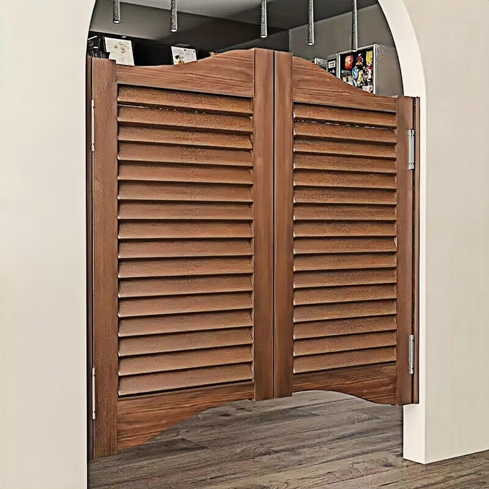 Portes de café, Porte Battante Rétro À Persiennes, Porte De Bar En Bois, porte saloon western 2 battant, Cloison Parlour Butler Porte À Fermeture Automatique Avec Charnières, Brown W85×H90cm