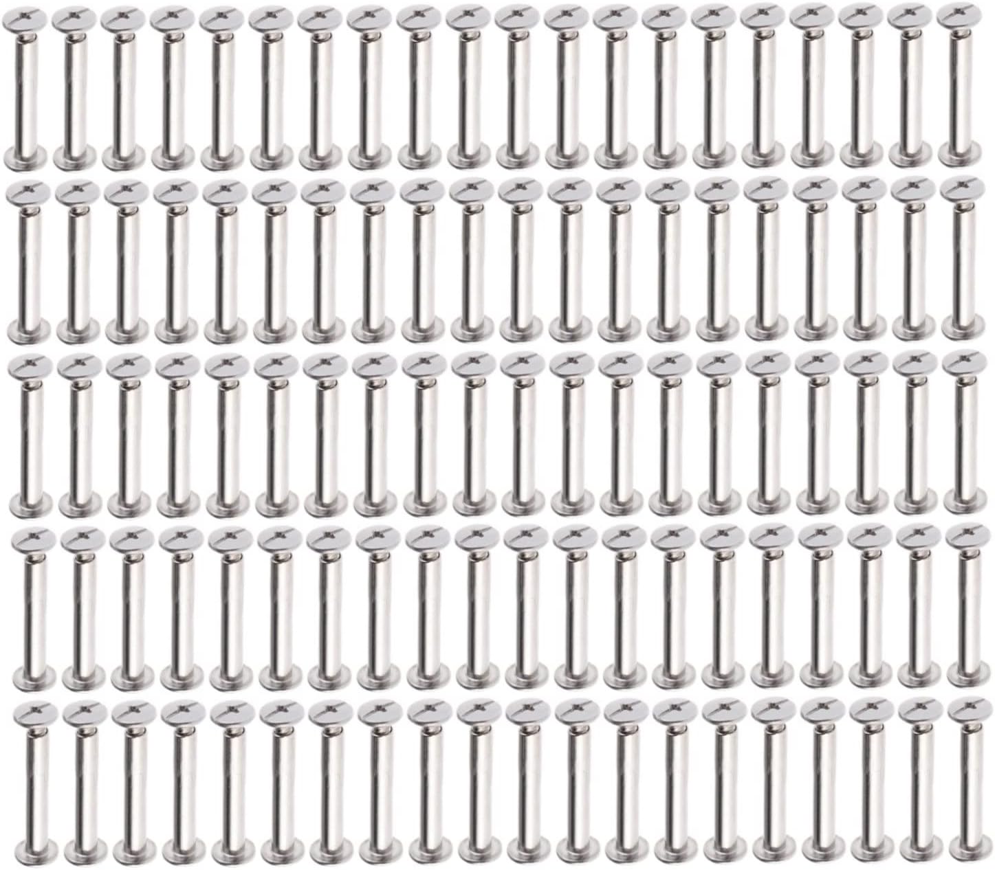 chicago screws,leather rivets, 100 Sets M5 Chicago Screw, Nickel Plated Binding Screws Posts Binding Screws for Scrapbook Photo Albums Binding, Nail Rivet Studs Snap Books Butt Screw(Size:M5 x 35mm)