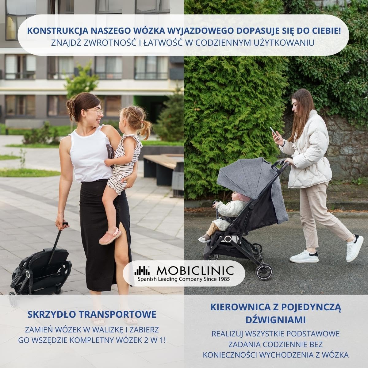 Mobiclinic® kids, Wózek spacerowy, Ultrakompaktowy, Trip, 5-punktowe pasy bezpieczeństwa, Pałąk do przenoszenia, Koszyk, 0-36 miesięcy, Pełna regulacja, Pojedyncza rączka, Składana maska