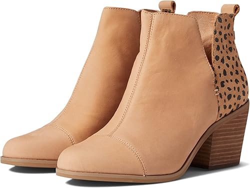 TOMS Women's Everly Cutout Ankle Boot, Honey Leather/Tiny Cheetah, 11