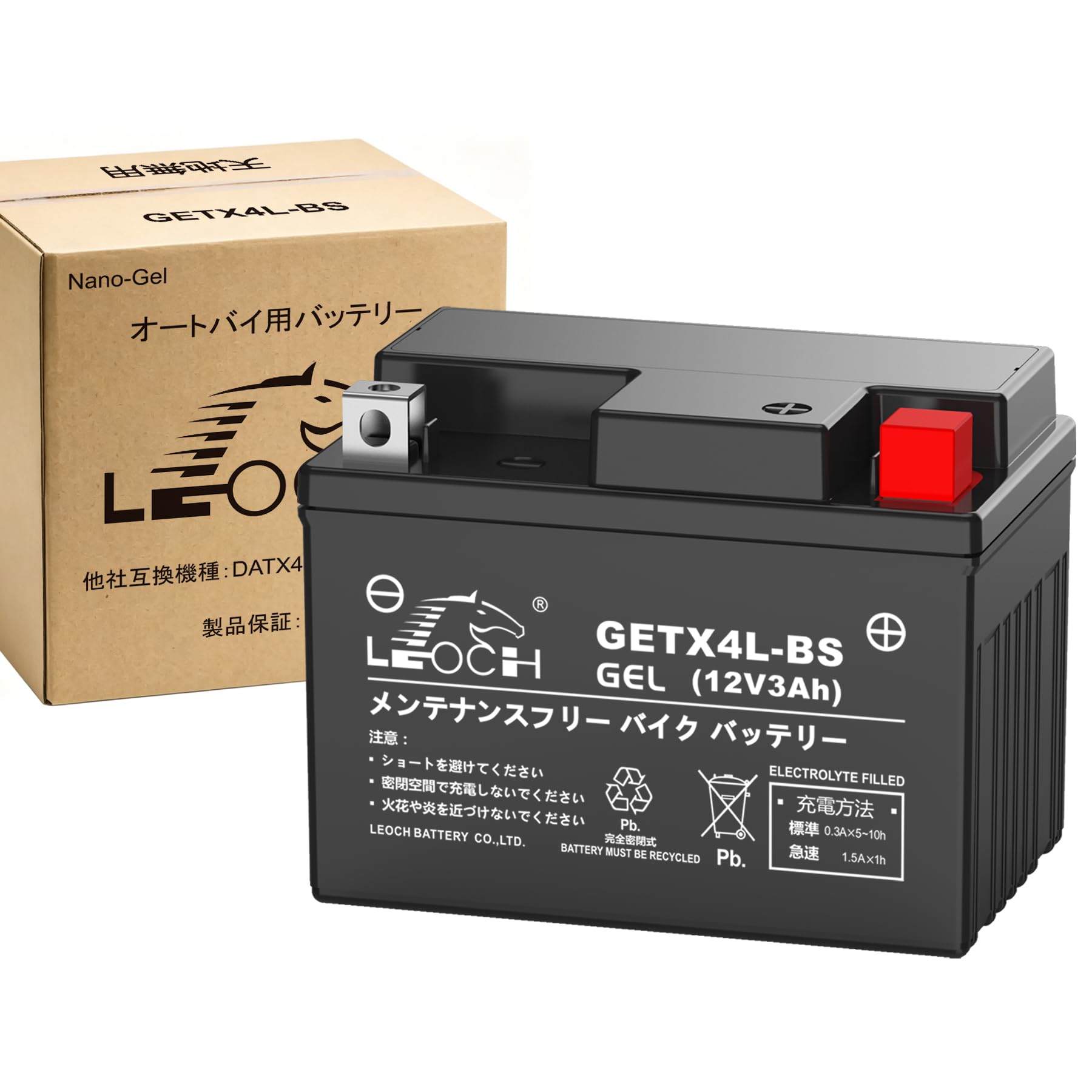 Amazon | LEOCH ゲル型 バイク用バッテリー GETX4L-BS(YTX4L-BS YT4L
