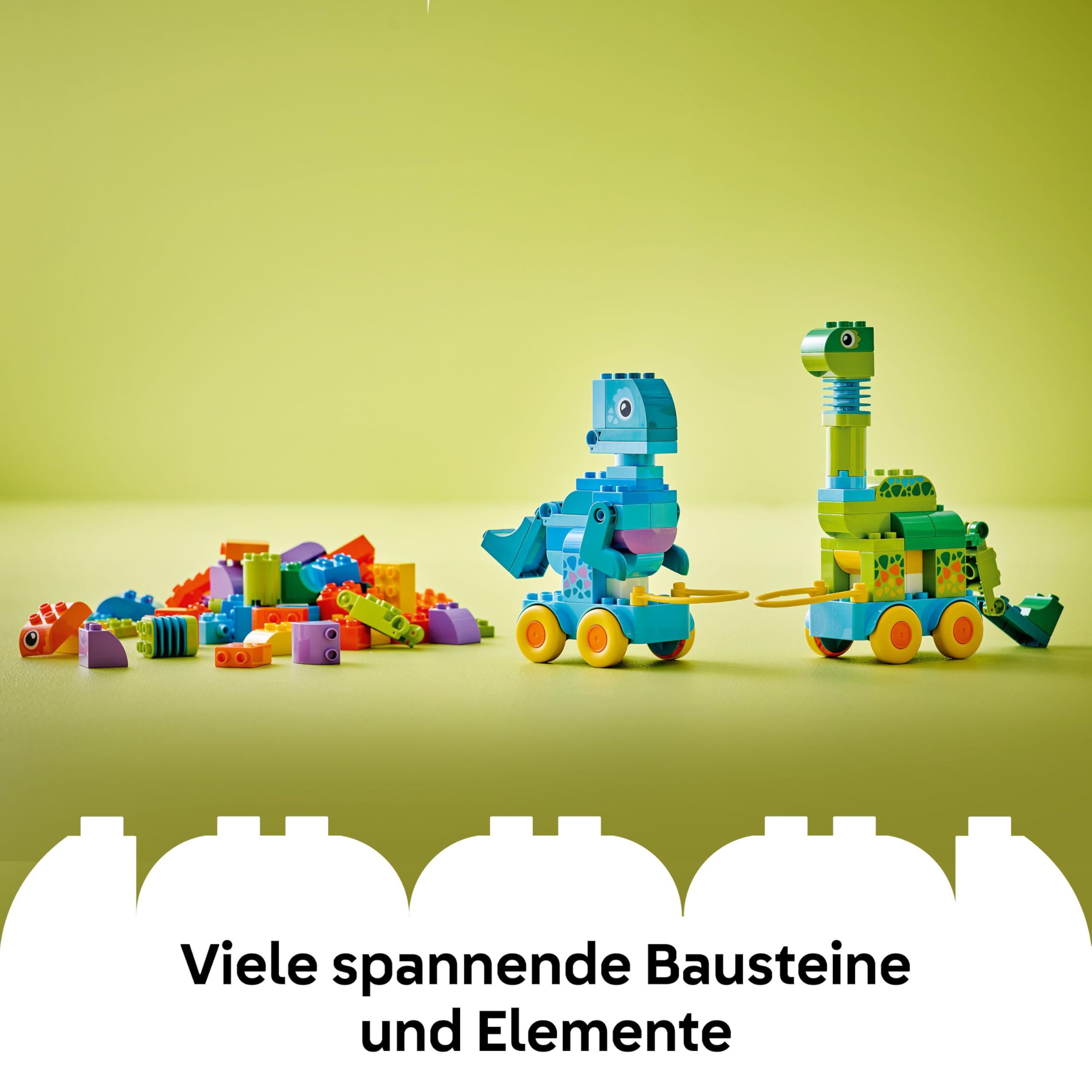 LEGO DUPLO Town Dinos auf Rädern 3-in-1-Set - Spielzeug für Mädchen & Jungen ab 3 Jahren - Diplodocus und T. rex, Triceratops & Stegosaurus oder Pteranodon & Parasaurolophus Dinosaurierfiguren - 10451