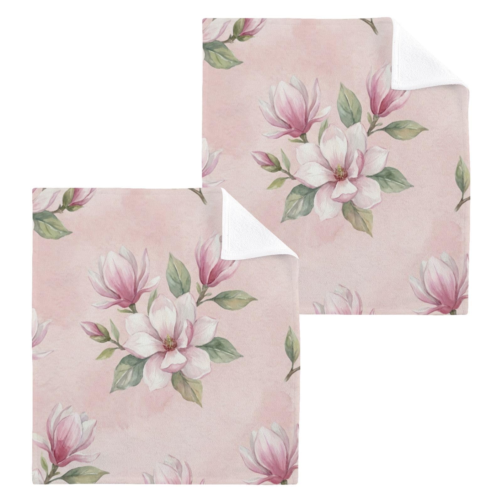 BOESI Magnolia Pattern 12x12in Cotton Washcloth,Face Towel