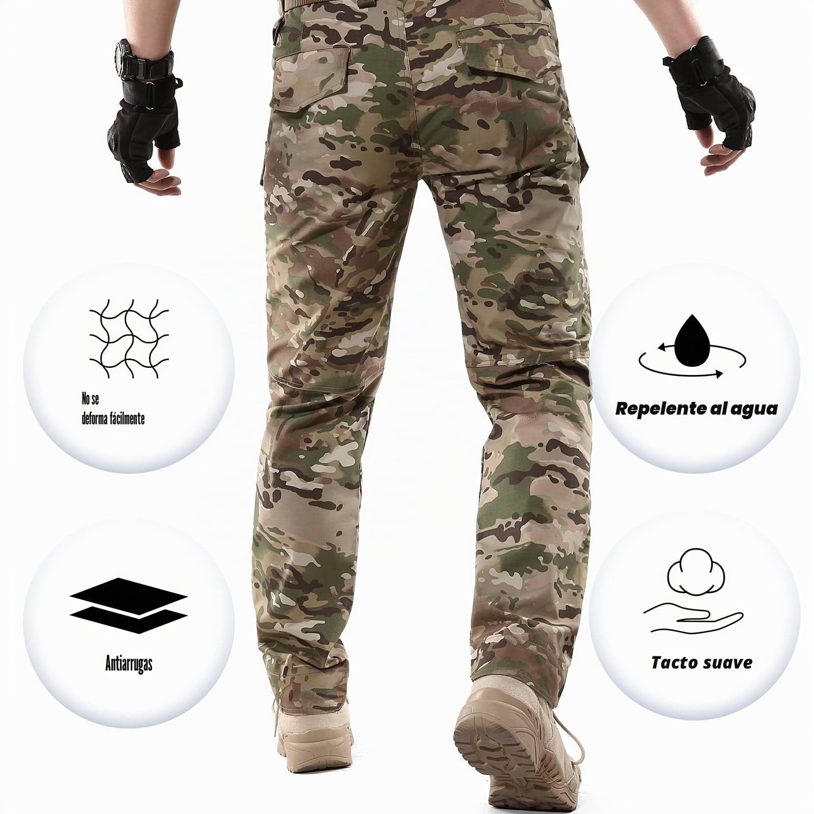 BWBIKE Pantalones Militares Tácticos para Hombre Pantalones de Paintball de Combate Pantalones de Trabajo de Camuflaje de Entrenamiento de Carga al Aire Libre (Sin Cinturón), Negro