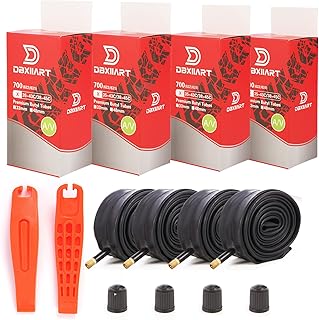 Bike Tubes 4 Packs 700x38C 700x40C 700x43C 700x45C 38C/40C/42C/43C/45C Schrader Valve 35mm Heavy Duty Bicycle Tubes Premium Quality Butyl Inner Tubes(2 Strong Tire Levers)