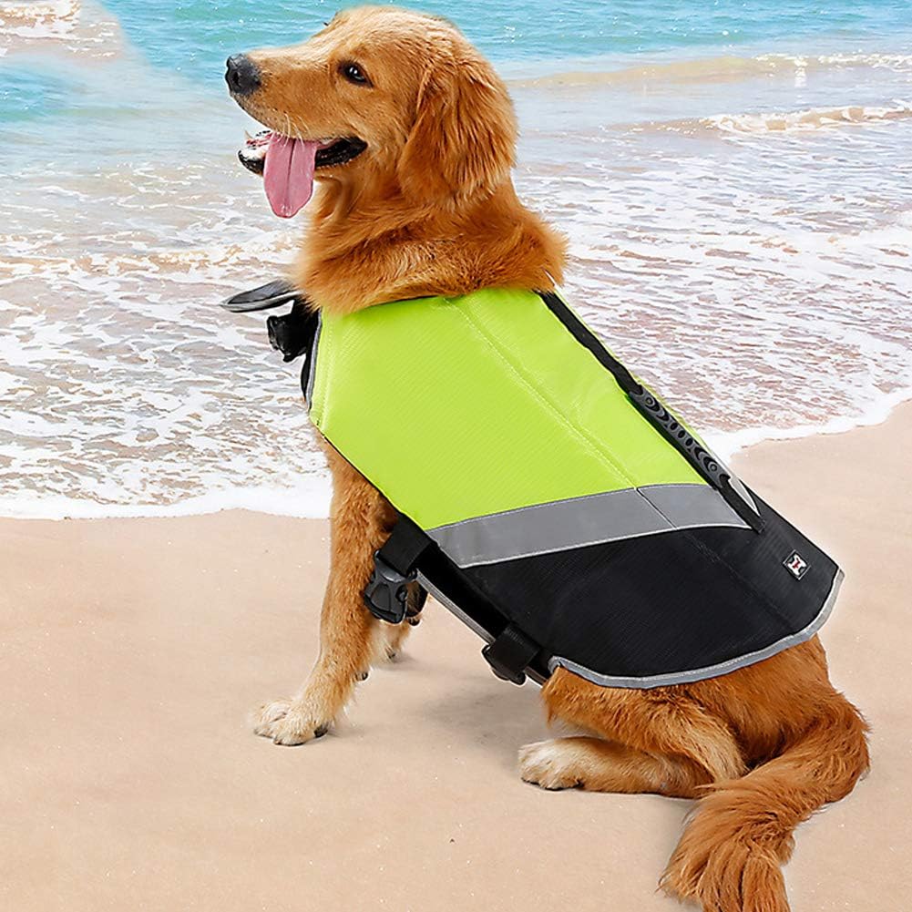 Dog Life Jackets Ripstop Safety Vest with Superior Buoyancy & Rescue Handle, Pet Floatation Vest Saver Swimsuit Lifesaver Preserver,Adjustable and Reflective