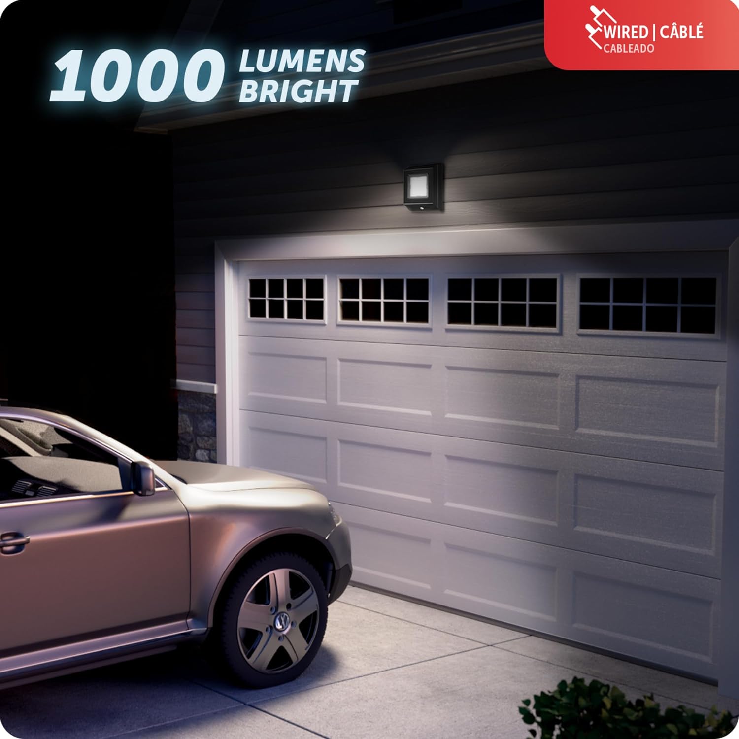 GLOBE Electric 10W Slim Black 1000 Lumens Hardwired Automatic Dusk to Dawn Outdoor Integrated LED Flood Light Security Light, Spotlight, Outside House Lights