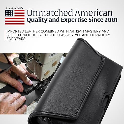 Miniatura 7 de Turtleback Funda para cinturón diseñada para Galaxy S24 S23 S22 S21 S20 Ultra Funda de cuero negro con clip giratorio para cinturón resistente,