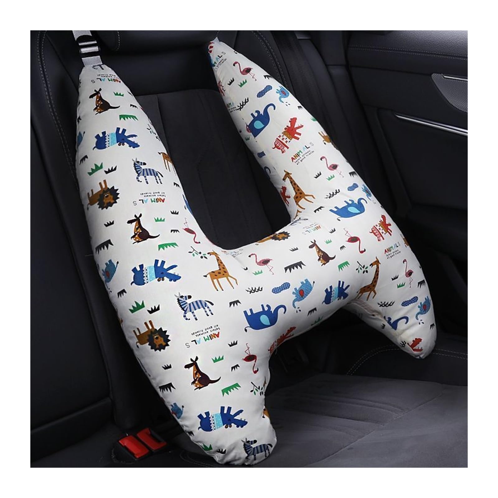 SSIMOO Soporte for la cabeza del cuello del niño con patrón animal lindo, cojín de almohada de viaje for niños en forma de U compatible con el asiento del automóvil, almohada de seguridad for el cuell