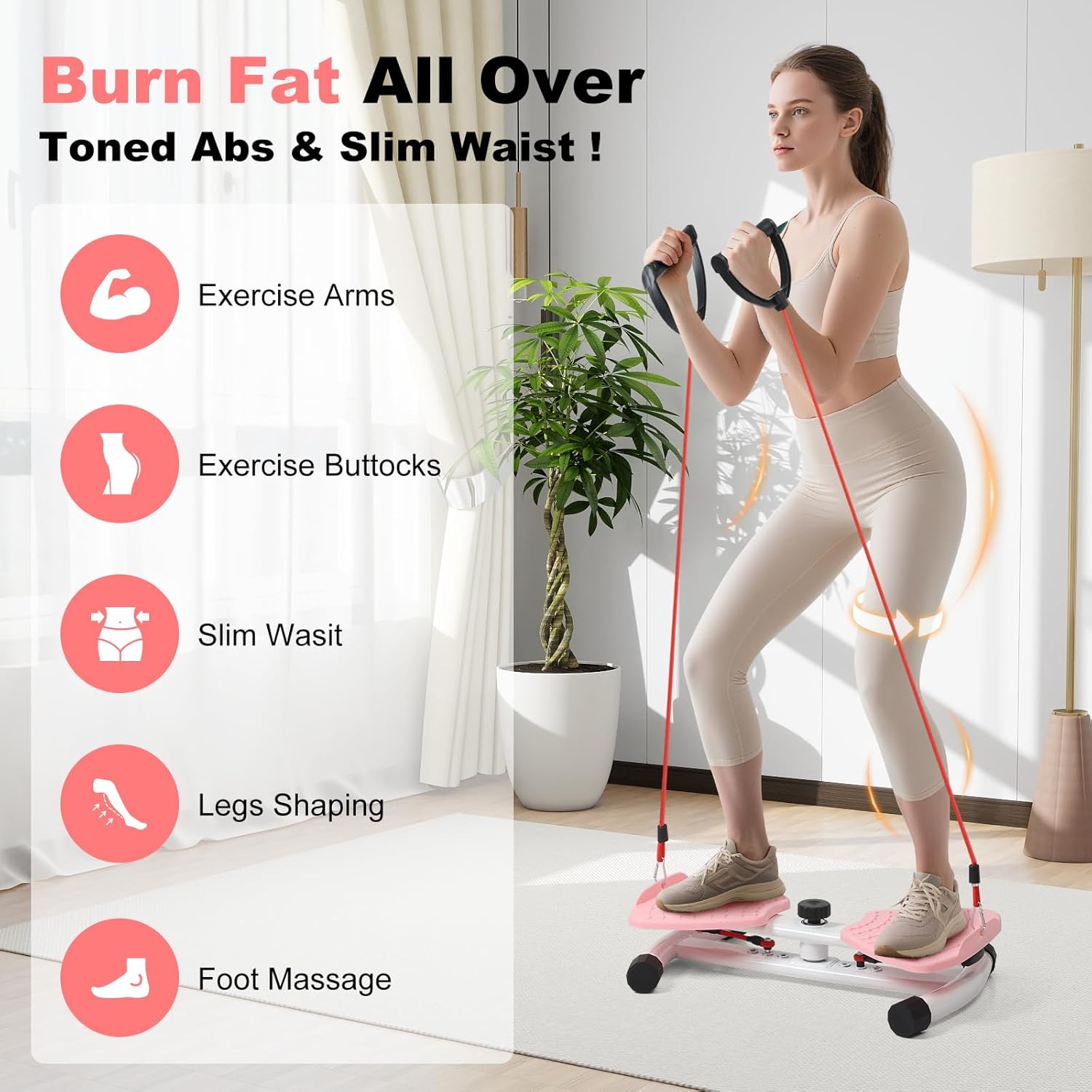 Waist Twister Machine Exercise, Ab Twister Board, Twister Exercise Machine, Noiseless Waist Sculptor Waist Twisting Fitness Tool, Weight Loss Exercise Equipment for Slim Waist Belly Fat, Home Gym for Women & Men