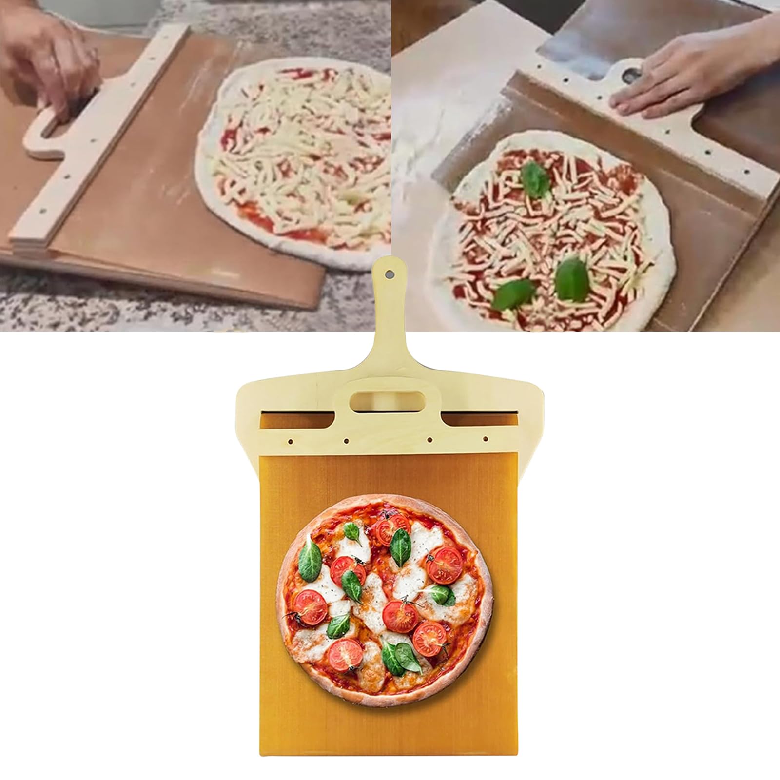 Homemari Sliding Pizza Peel, Non-Stick The Pizza Peel That Transfers Pizza Perfectly, Pizza Paddle with Handle, Pizza Spatula Paddle for Indoor & Outdoor Ovens