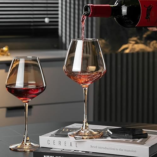 Miniatura 4 de PTSTING Juego de 4 copas de vino burdeos de 15.5 onzas, copas de vino tinto transparente, copas de vino borgoña para degustación de vino, regalo de