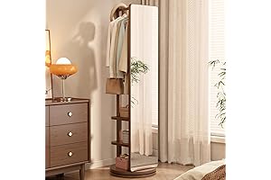 Walnut Wood Full-Length Mirror with Clothes Rack: A Fashionable and Functional Symbol of Grace