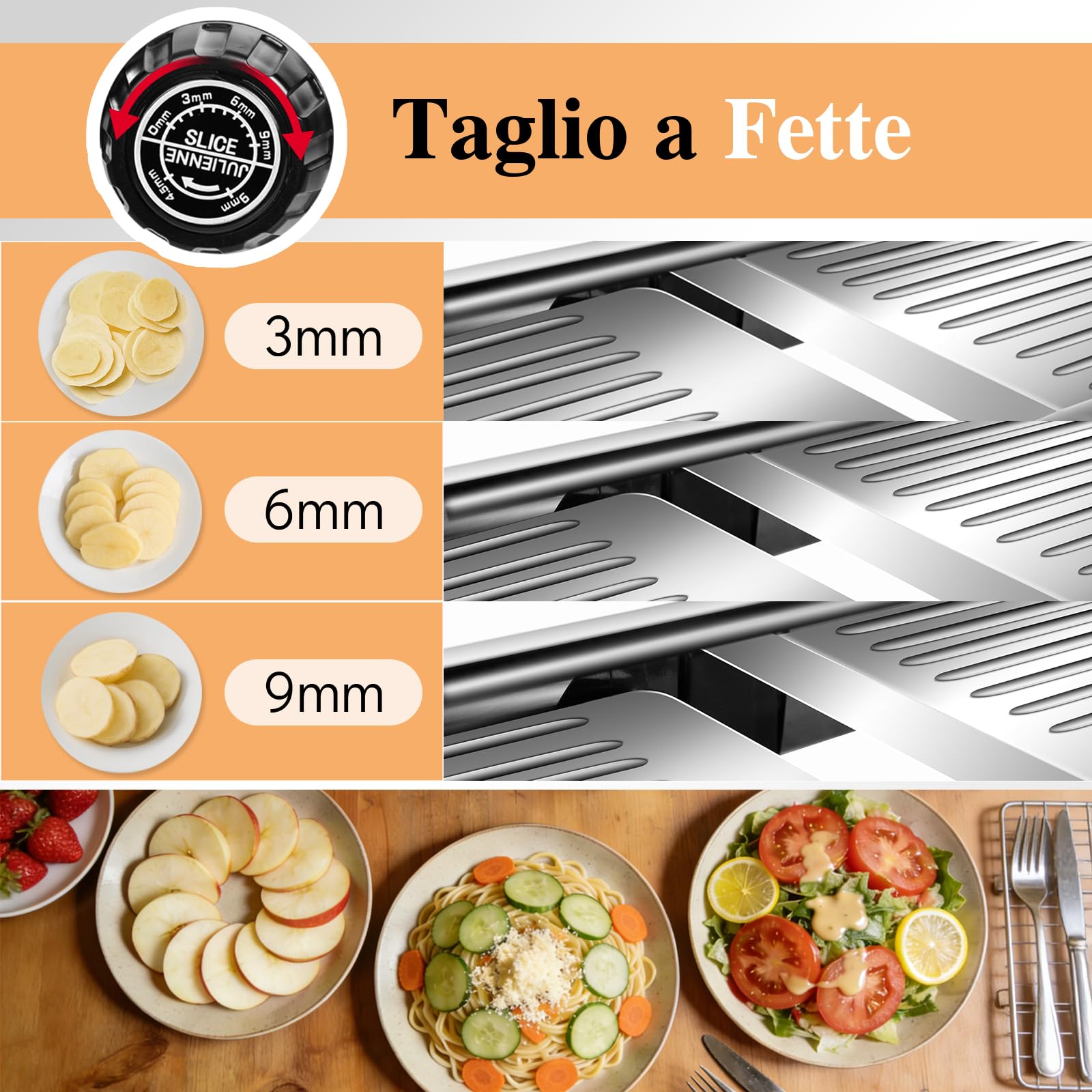 MASTERTOP Mandolina Affettatrice Professionale, Mandoline Giapponese per Verdure, Mandolina Vegetale Regolabile con Lame Affilate, Affetta Verdure Cucina in Acciaio Inox per Patate, Carote, Cipolle