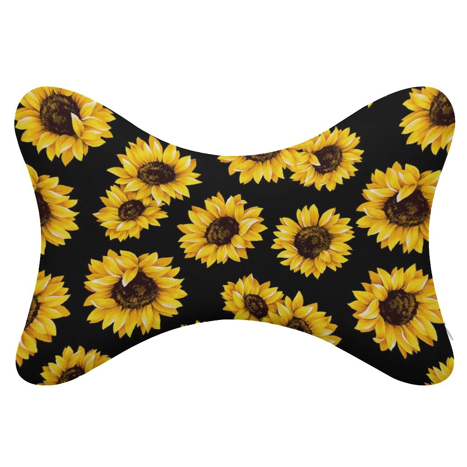 Bagea-Ka Oil Painting Sunflower Flowers Pattern with Black Pattern 2PCS Car Neck Pillow Memory Foam Head Rest Support Cushion for Travel Car Seat Reclining Gaming Office Chair