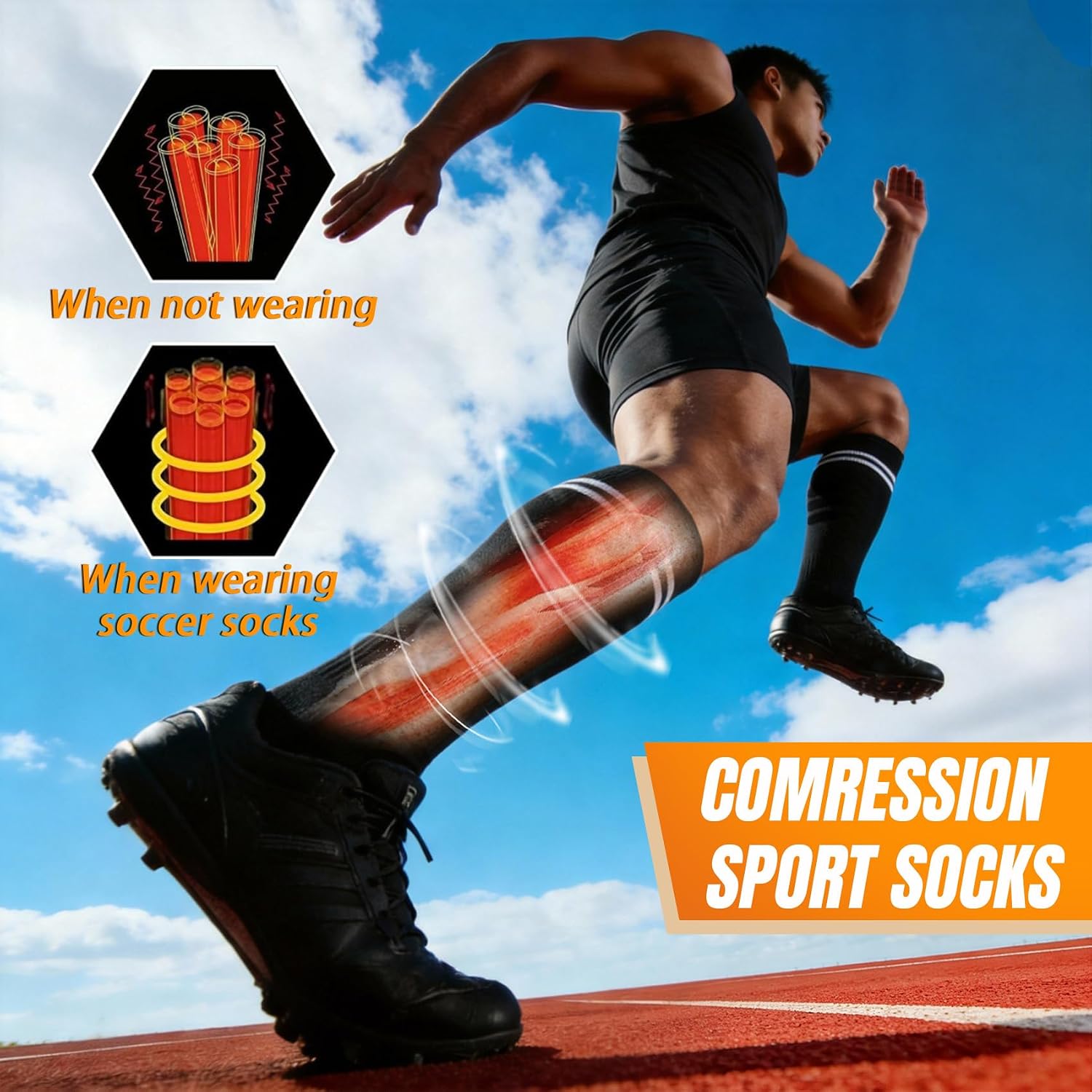 XZQTIVE 3 Pack Soccer Socks Football Socks for Kids Youth Adult Over the Calf Athletic Sport Baseball Softball Socks