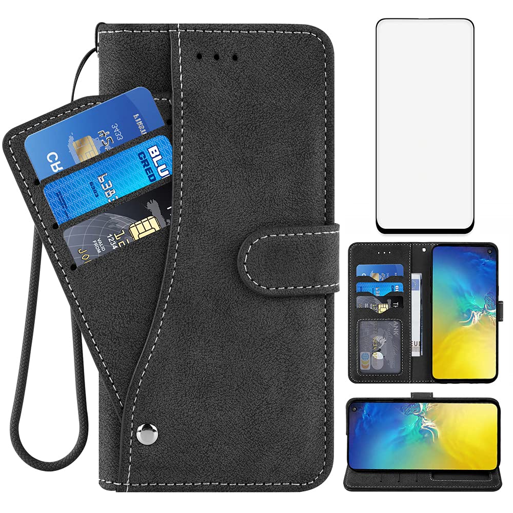 Asuwish Samsung Galaxy S10E Wallet Case,Leather Phone Cases with Credit Card Holder Slot Kickstand Stand Slim Rugged Flip Folio Protective Cover for Samsung Galaxy S 10E GS10E 10SE Girls Men Black