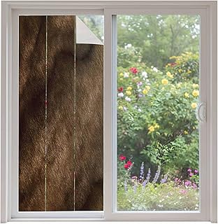 Brown Wood Window Privacy Film, Vintage Farmhouse Wooden Planks Static Cling UV Sun Blocking Tint Film Heat Control Windows Films for Bedroom Bathroom, Window Stickers 35.4"x78.7"