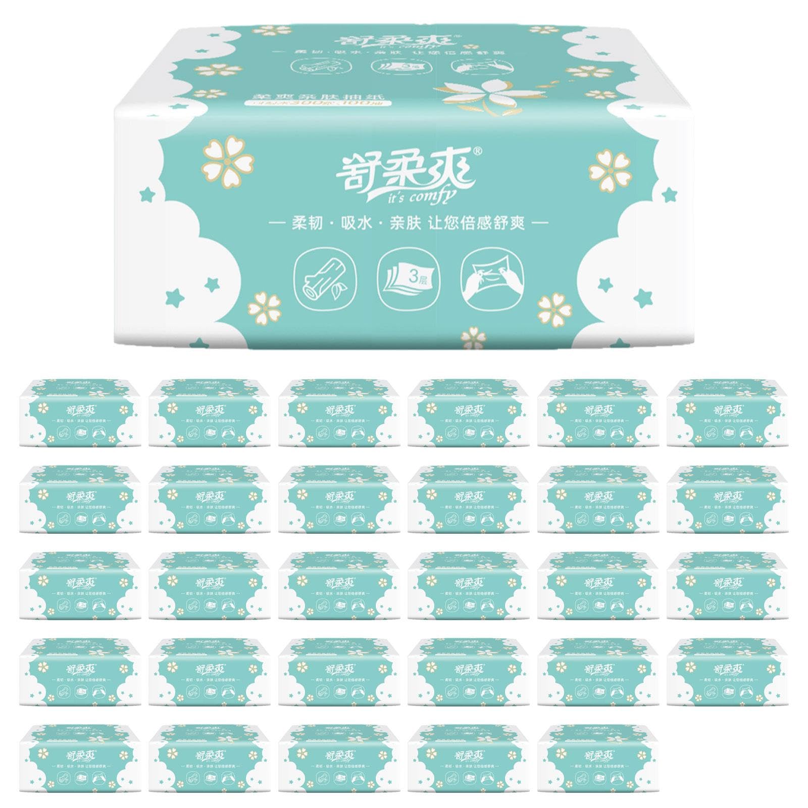 ARTISOUL® 30 Pieces Facial Tissue Packs Family Toilet Paper for Car Restaurant Bedroom | Household Supplies & Cleaning | Paper Products | Facial Tissues