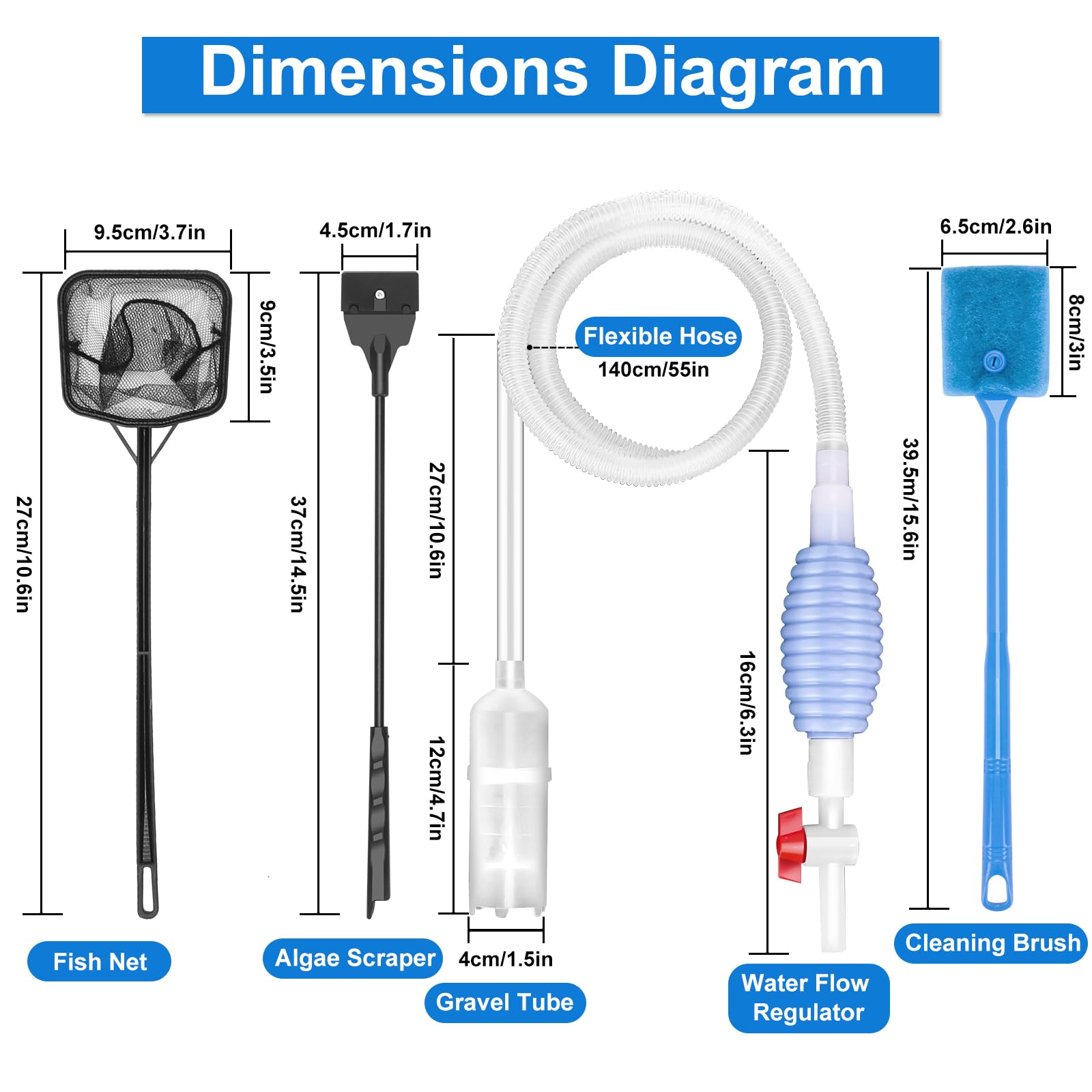 Lanswood Fish Tank Cleaning Kit Set of 4 Pieces - Image 2