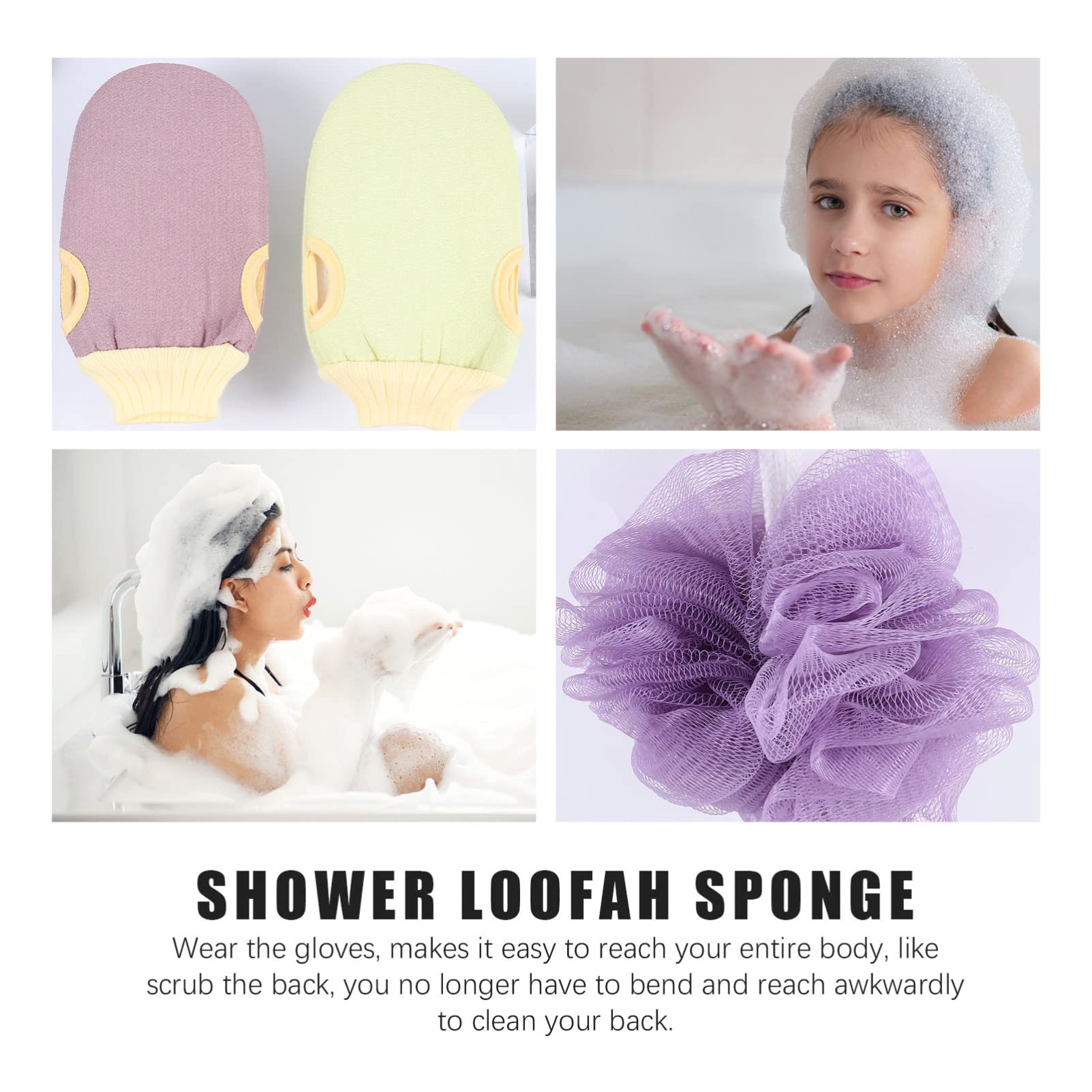 8 sztuk złuszczająca gąbka do kąpieli pufa prysznicowa czyszczenie Loofahs gąbka do szorowania ciała rękawica skóra delikatne wrażliwe miękkie rękawiczki dla kobiet mężczyzn