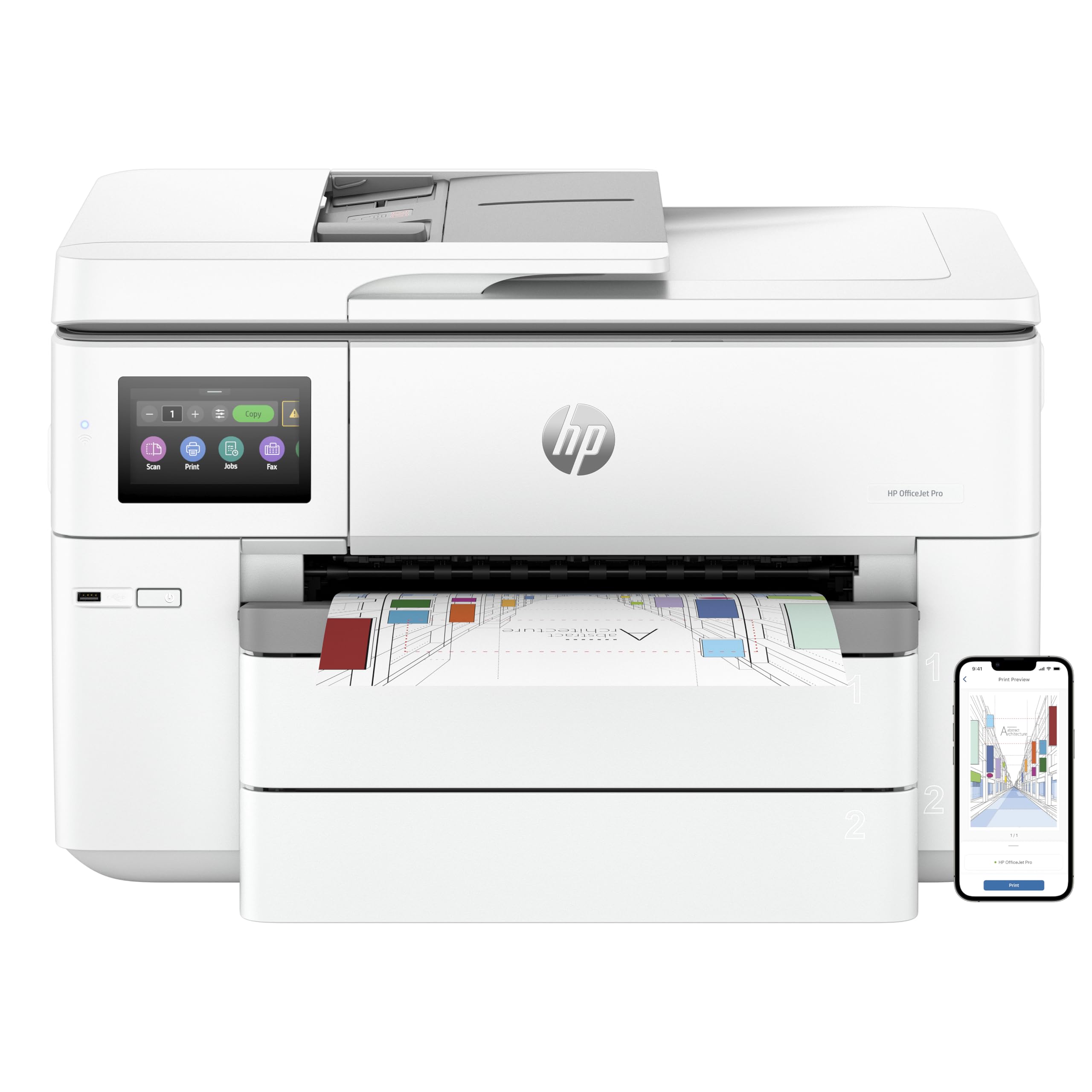 HP OfficeJet Pro 9730e Impresora todo en uno | Color | para oficinas pequeñas | Inalámbrica | Impresión, escaneo, copia, ADF | Hasta A3 | 2 bandejas | 3 meses de tinta instantánea gratis