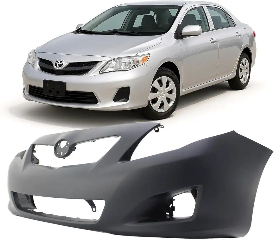 FitParts Compatible With Front Bumper Cover 2009-2010 Toyota Corolla Base CE LE XLE Sedan 09-10. New, Primed and Ready for Paint. With Fog Light Holes. TO1000343 5211902990