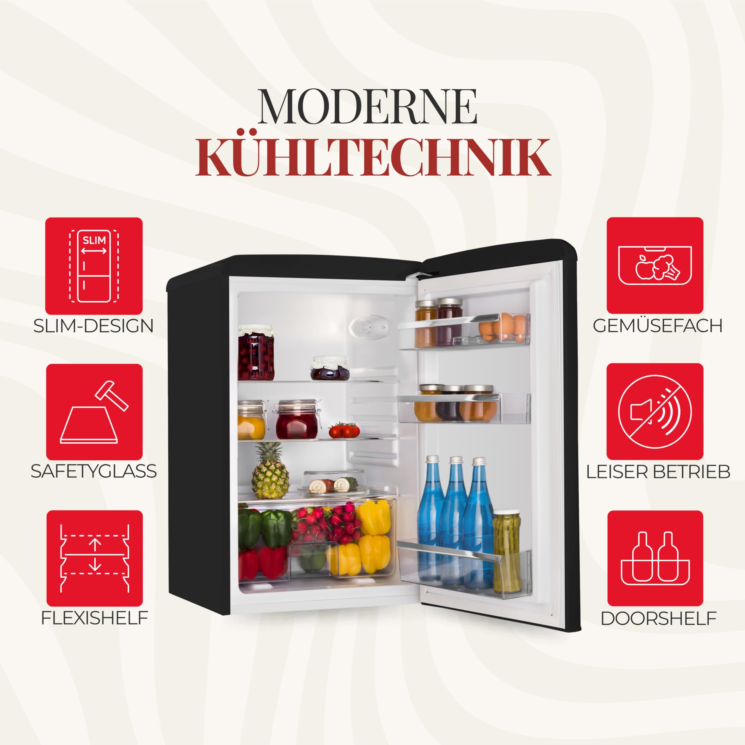 Amica Retro Vollraum-Kühlschrank 120 L 87,5 x 55 x 61,5 cm VKS 15624-1 S
