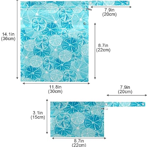 Miniatura 7 de visesunny Tropical Slices of Lemon - Bolsa húmeda con bolsillos con cremallera, lavable, reutilizable, espaciosa para viajes, playa, piscina,