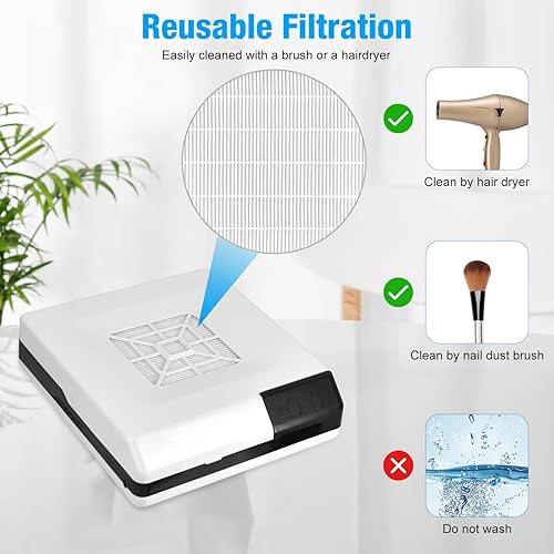 Miniatura 5 de Colector de polvo de pulido de escritorio, modo de vacío y modo de ventosa, filtro reutilizable fácil de limpiar, modelo extractor de succión de