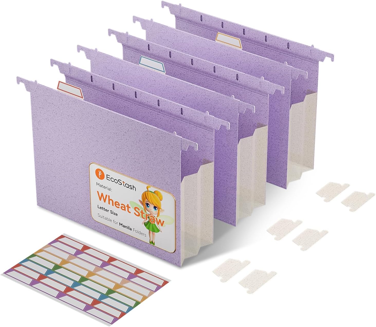 Wheat Straw Expanding Hanging File Folders – 3.15″ Large Capacity, Letter Size for Filing Cabinets, Tax, Bill & Contract Storage, Office & Home Organizer-Lavender Purple-3 Packs