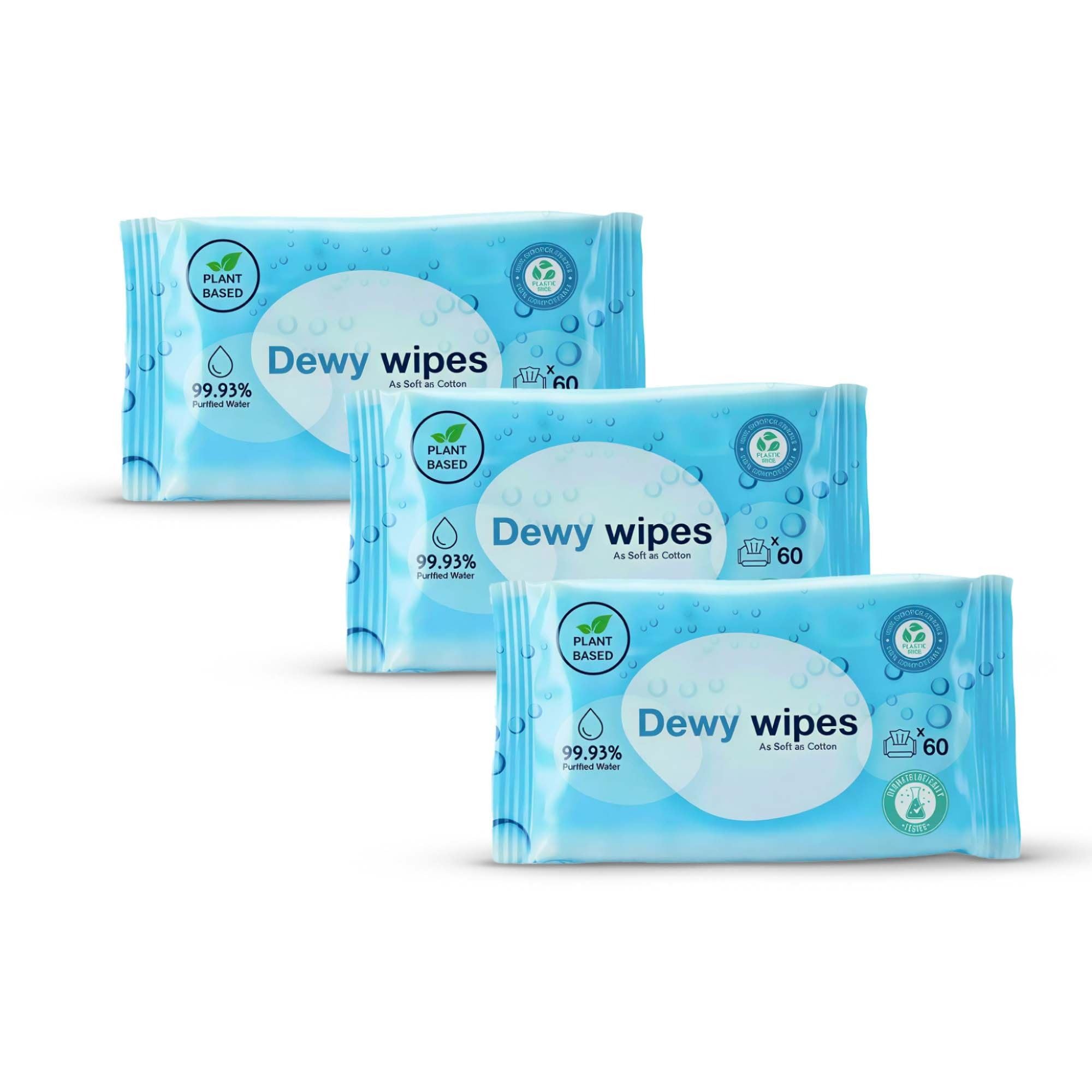 Wet Baby Wipes (180 Count, 3×60) 99.93% Purified Water | Ultra Sensitive & Unscented Wet Wipes for Baby | Safe for Newborn Babies Onwards | Plant-Based & Biodegradable Baby Wipes Multipack