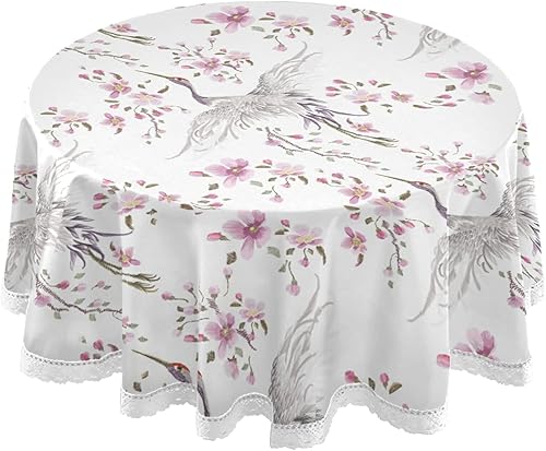 Miniatura 16 de Decoración de mesa para fiesta Gunge negro notas musicales, mantel redondo de poliéster musical retro, mantel redondo de encaje blanco de 60 Notas