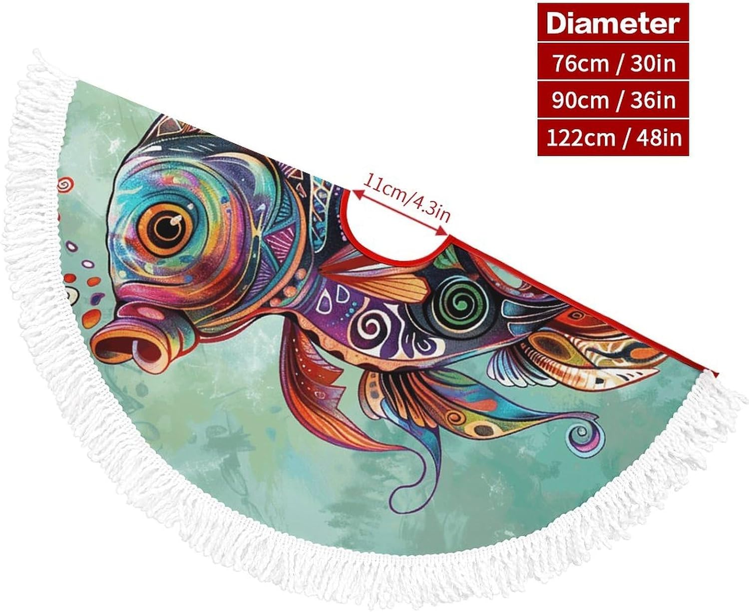 Christmas Tree Skirt Cute Xmas Trees Mat Skirts Personalization Christmas Round Tree Skirts for Holiday Party Decorative Supplies Curled Up Fish