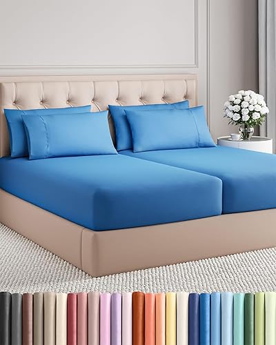 Miniatura 72 de Juego de sábanas Split King de 7 piezas - Incluye 4 fundas de almohada - Sábanas Split King - Ropa de cama de hotel de lujo suave - Refrescante