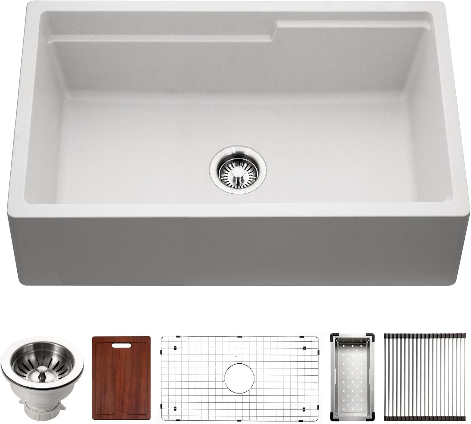 Houzer Cassiano Slate Granite Composite Workstation Kitchen Sink: 33 Inch Apron Front Farmhouse Sink with Accessories, Durable & Versatile, Essential for Home & Apartment: W-133 SLATE-C