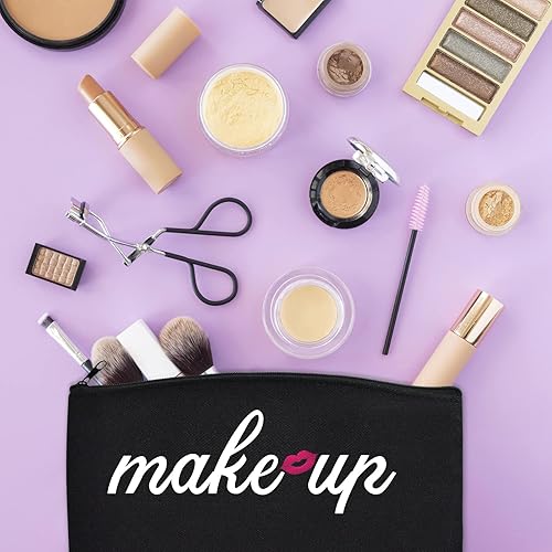 Miniatura 6 de ZeeDix Bolsa de lona, bolsa de cosméticos multiusos con cremallera, bolsa de lona con cremallera para manualidades, bolsas de maquillaje en blanco,