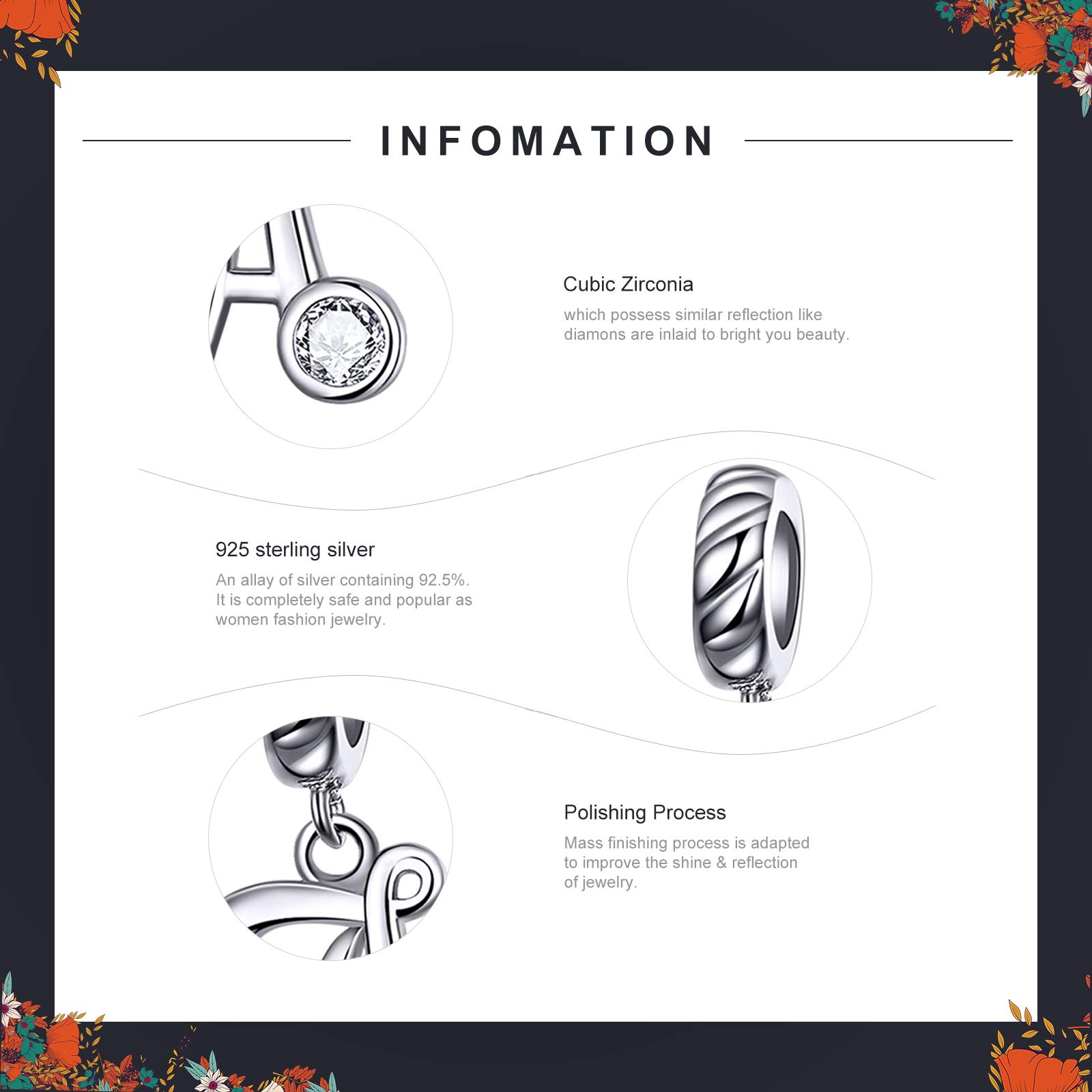 LaMenars Ciondolo con Lettera Dell'alfabeto in Argento Sterling 925 Charm Bead con A alla Z Pendente con Zirconia Cubica Compatibile con Pandora e Europei Bracciale Collane da Donna (Letter A)