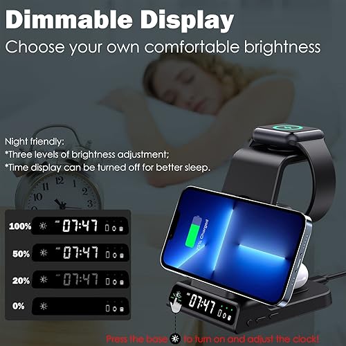 Miniatura 3 de Estación de carga inalámbrica para múltiples dispositivos Apple cargador inalámbrico 3 en 1 con reloj para iPhone 14 Pro Max14 Pro141312XXR AirP od