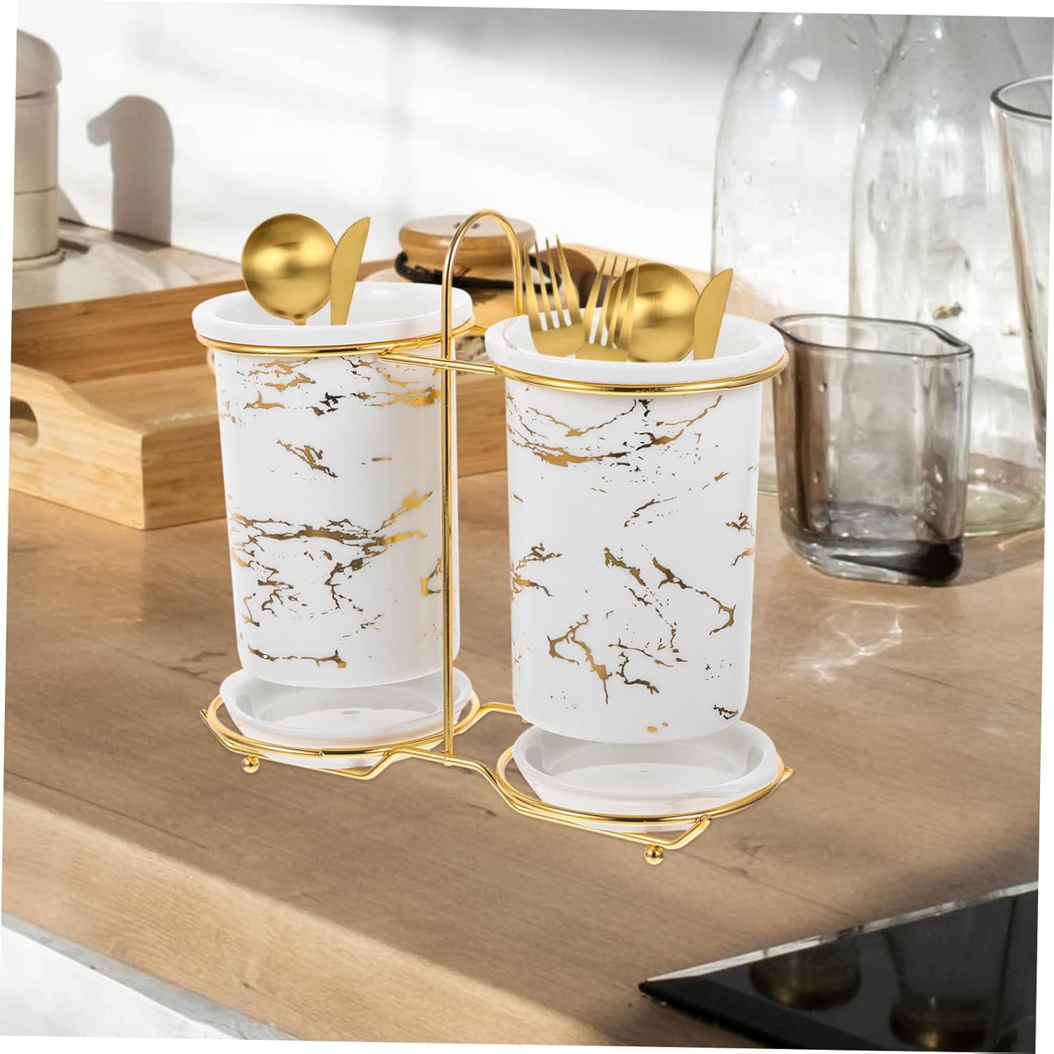 Alipis Reusable Chopsticks Containers Ceramic Cutter Rack Silverware Utensils Holder for Party