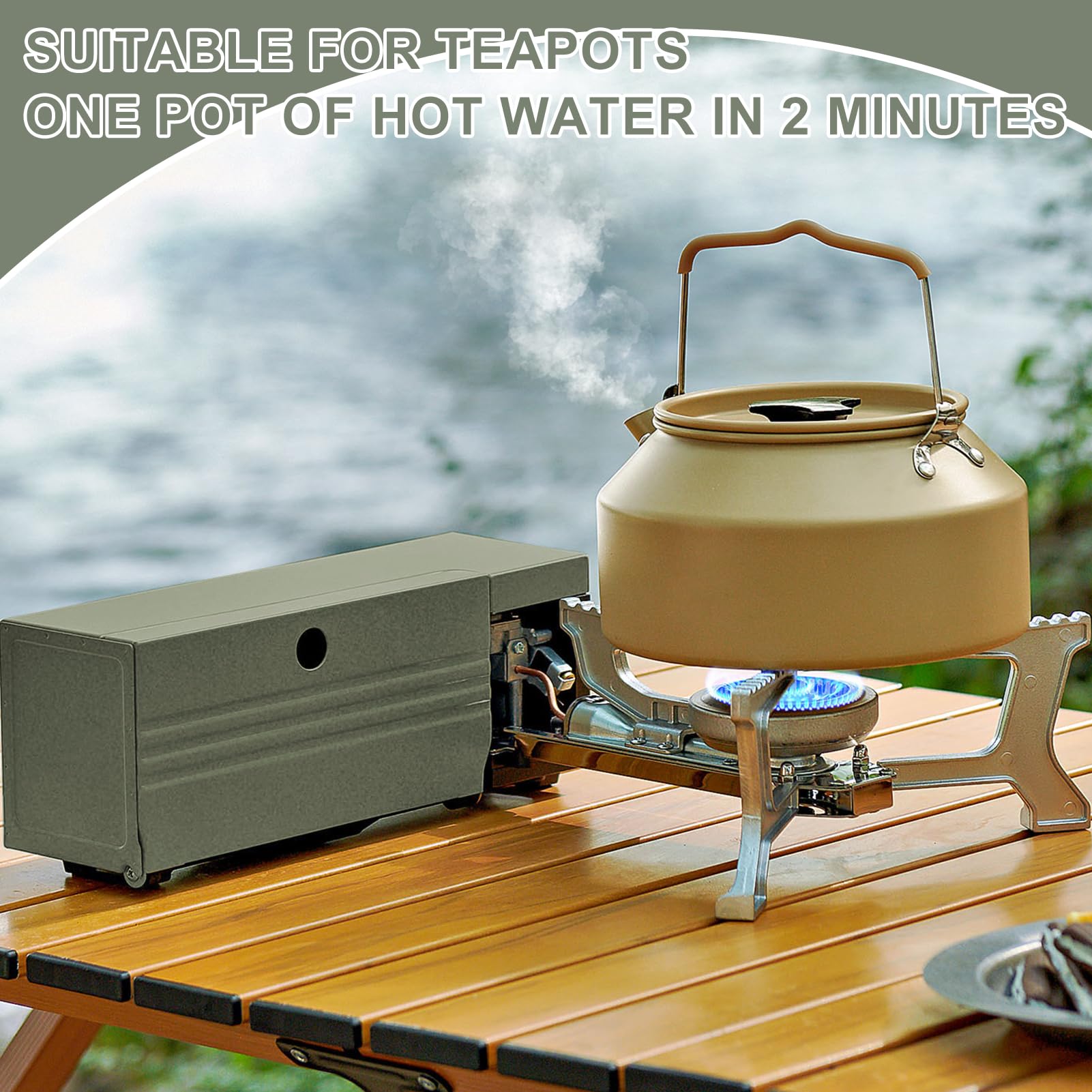 Réchaud à gaz portable - Pliable - Pour camping, randonnée et fêtes - Vert