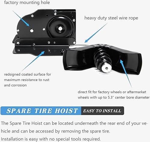 Miniatura 4 de A ABIGAIL Conjunto de portador de cabrestante de neumático de repuesto compatible con Ford F250 F350 Super Duty F450 F550 1999-2007 Reemplaza