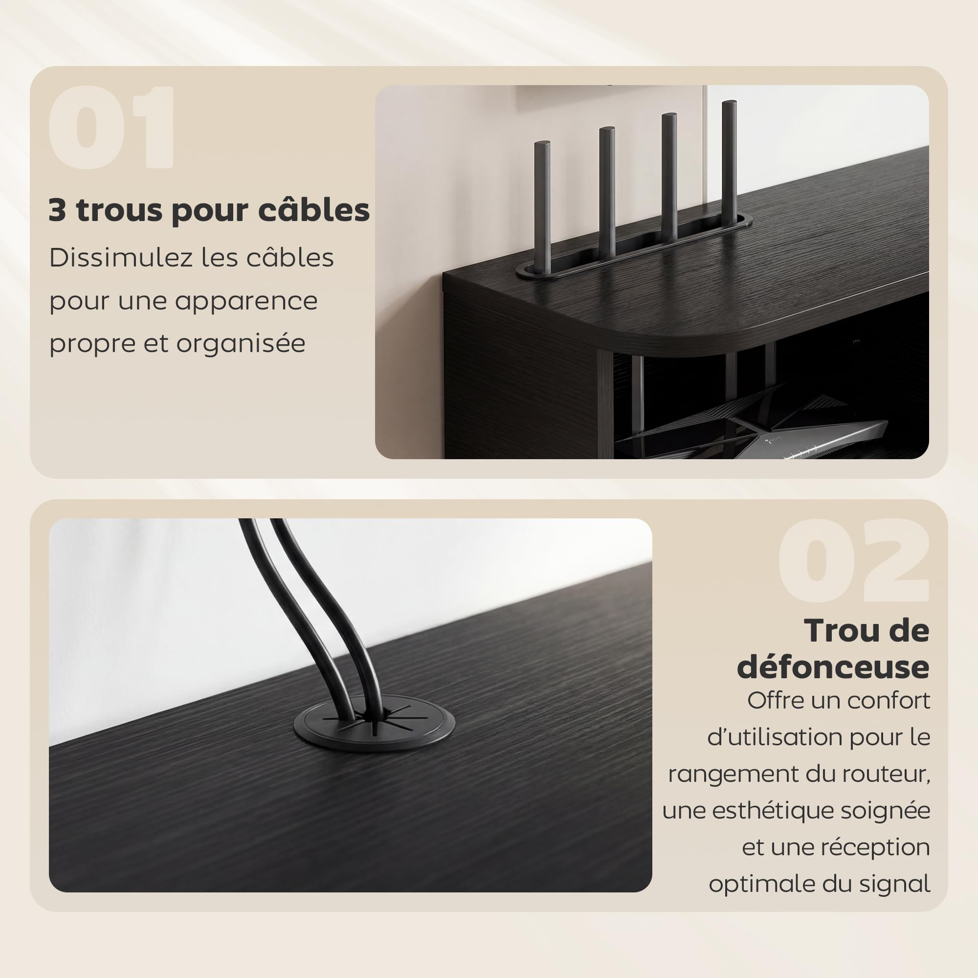HOMCOM Meuble TV Suspendu 120 cm, Meuble télé pour téléviseur jusqu'à 50 Pouces avec Porte Rabattable, 2 Étagères Ouvertes et Passe-câbles, Banc TV Flottant pour Salon et Chambre, Noir et Chêne